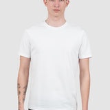Tricou bărbați slim fit alb din bumbac elastic