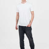 Tricou bărbați slim fit alb din bumbac elastic