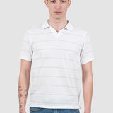Tricou polo bărbați cu dungi fine alb regular fit