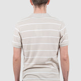 Tricou polo bărbați cu dungi orizontale crem regular fit