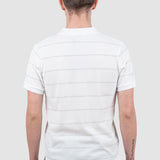 Tricou polo bărbați cu dungi fine alb regular fit