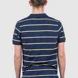 Tricou polo bărbați cu dungi orizontale bleumarin