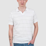 Tricou polo bărbați cu dungi fine alb regular fit