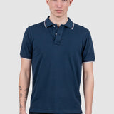 Tricou polo bărbați slim fit bleumarin cu guler