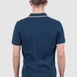 Tricou polo bărbați slim fit bleumarin cu guler