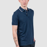 Tricou polo bărbați slim fit bleumarin cu guler