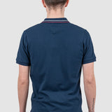 Tricou polo bărbați slim fit bleumarin cu guler contrast