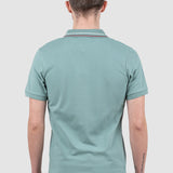 Tricou polo bărbați slim fit verde mentă cu guler contrast