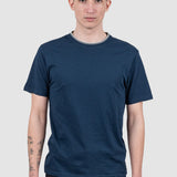 Tricou bărbați regular fit bumbac cu guler rotund bleumarin