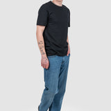 Tricou bărbați regular fit bumbac guler rotund negru