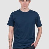 Tricou bărbați regular fit bumbac cu guler rotund bleumarin
