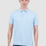 Tricou polo bărbați slim fit albastru deschis cu guler