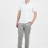 Tricou polo bărbați slim fit bumbac stretch alb