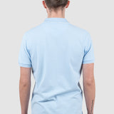 Tricou polo bărbați slim fit albastru deschis cu guler