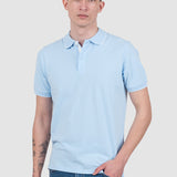 Tricou polo bărbați slim fit albastru deschis cu guler