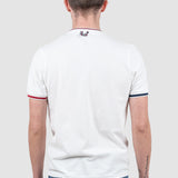 Tricou bărbați slim fit bumbac stretch alb cu tiv contrast
