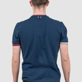 Tricou bărbați slim fit bumbac stretch bleumarin cu tiv contrast