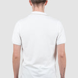 Tricou polo bărbați slim fit alb cu guler deschis