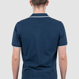Tricou polo bărbați slim fit bleumarin cu guler deschis
