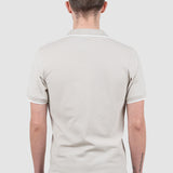 Tricou polo bărbați slim fit crem cu guler deschis
