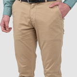 Pantaloni bărbați slim fit bumbac elastic camel