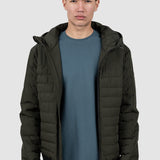 Geacă bărbați matlasată cu glugă kaki