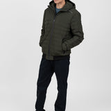 Geacă bărbați matlasată cu glugă kaki
