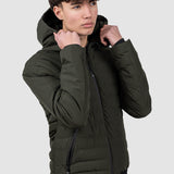 Geacă bărbați matlasată cu glugă kaki