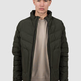 Geacă bărbați matlasată cu guler înalt kaki