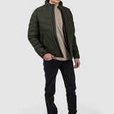 Geacă bărbați matlasată cu guler înalt kaki