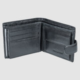 Portofel bărbați din piele naturală cu clapetă negru