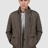 Geacă bărbați maro cu fermoar și capse