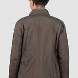 Geacă bărbați maro cu fermoar și capse