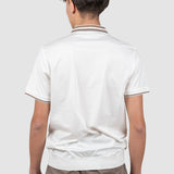 Tricou polo bărbați din bumbac crem cu guler contrast