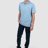 Tricou polo bărbați din bumbac albastru cu logo