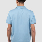 Tricou polo bărbați din bumbac albastru cu logo