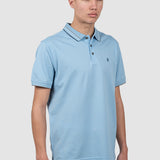 Tricou polo bărbați din bumbac albastru cu logo