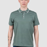 Tricou polo bărbați bumbac kaki cu guler contrastant