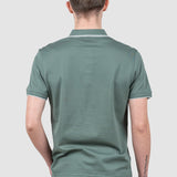 Tricou polo bărbați bumbac kaki cu guler contrastant