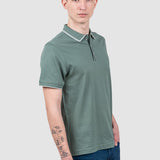 Tricou polo bărbați bumbac kaki cu guler contrastant