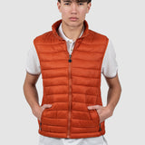 Vestă bărbați matlasată caramiziu cu fermoar