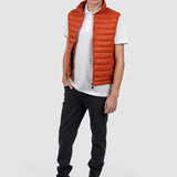 Vestă bărbați matlasată caramiziu cu fermoar