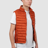 Vestă bărbați matlasată caramiziu cu fermoar