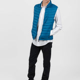 Vestă bărbați albastră matlasată cu fermoar