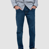 Pantalon denim bărbați regular fit albastru închis