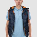 Vestă bărbați bleumarin matlasată cu glugă