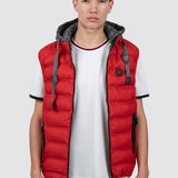 Vestă bărbați roșie matlasată cu glugă