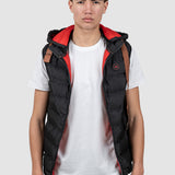 Vestă bărbați neagră matlasată cu glugă