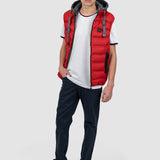 Vestă bărbați roșie matlasată cu glugă