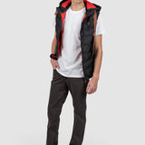 Vestă bărbați neagră matlasată cu glugă